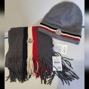 Moncler Charchoal "NWTS" Scarf & Gently Used Beenie Hat (Nordstrom)